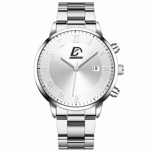 Montre Homme Business Acier Inoxydable — Calendrier & Style Élégant
