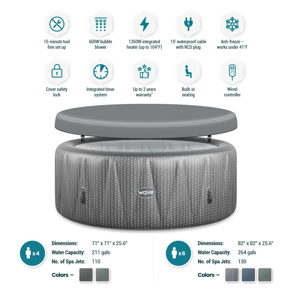 Wave Atlantic — Spa Gonflable 4/6 Personnes | Chauffage Intégré | Installation 15 min