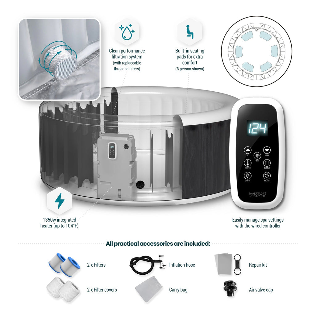 Wave Atlantic — Spa Gonflable 4/6 Personnes | Chauffage Intégré | Installation 15 min